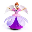 Dancing Miracle Princess Toy Doll with Wings Interactive Revolving Cute Doll Colorful LED Lights and Music (Design 1)