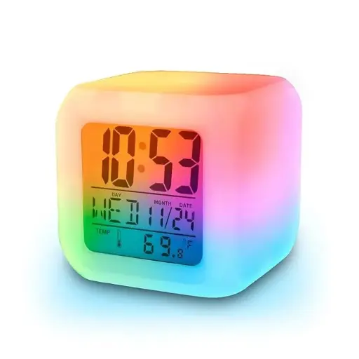 Tabletop Color changing Clock | Digital LED Alarm with Temperature/Day/Month/Date/Time/Alarm (Digital 1)